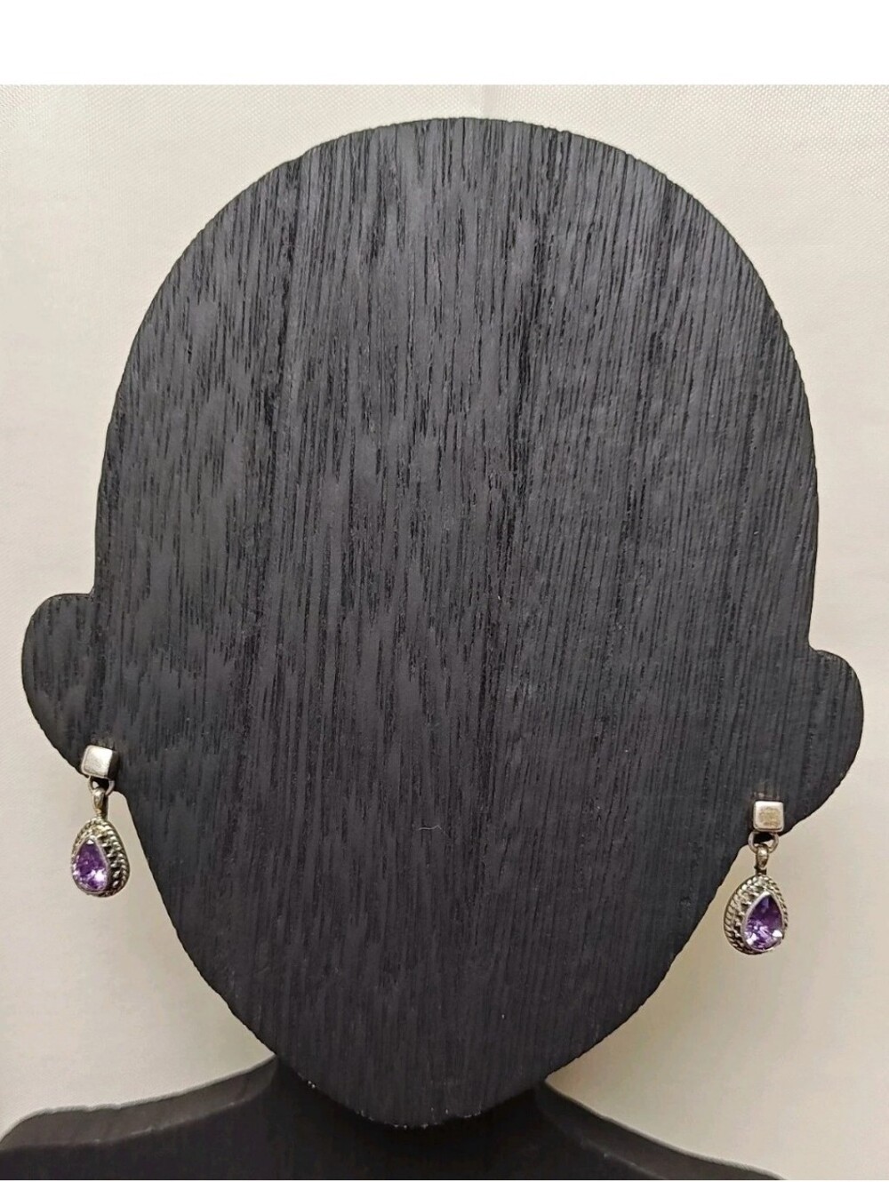 Vintage Dangle Pear Amethyst Sterling Silver Earrings Navajo Geneva Apachito 4g